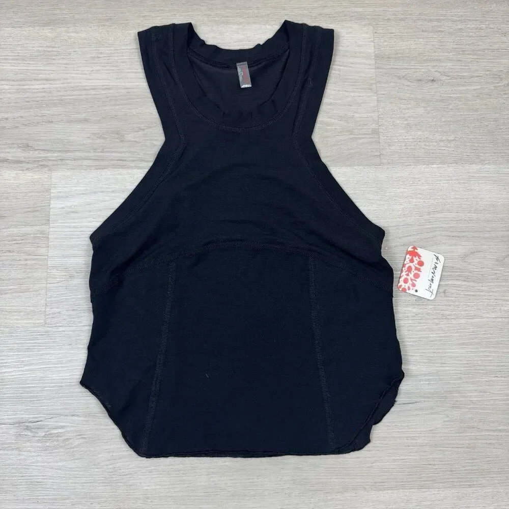 Free People Movement Silver Lining Tempo Tank Top Womens XS Black Fitted Stretch